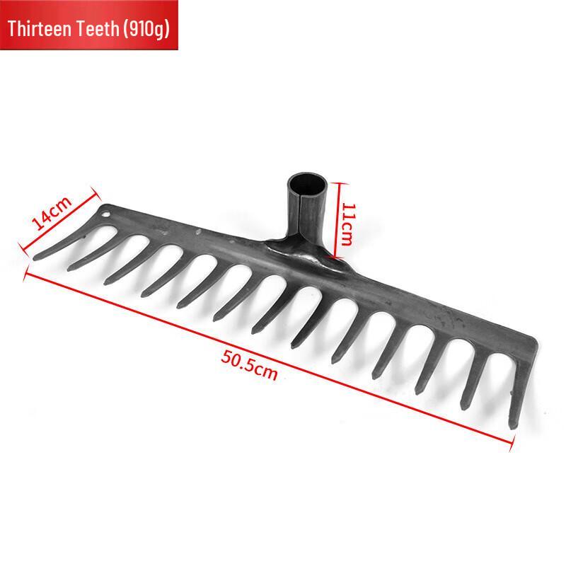 Heavy-Duty 13-Tine Garden Rake with Wooden Handle