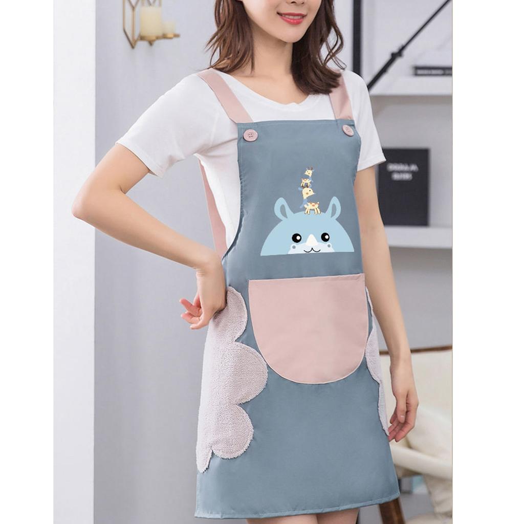 Restaurant Chef Apron Waterproog Oil Proof Easy Cleaning Kitchen Cooking Apron for Home Blue