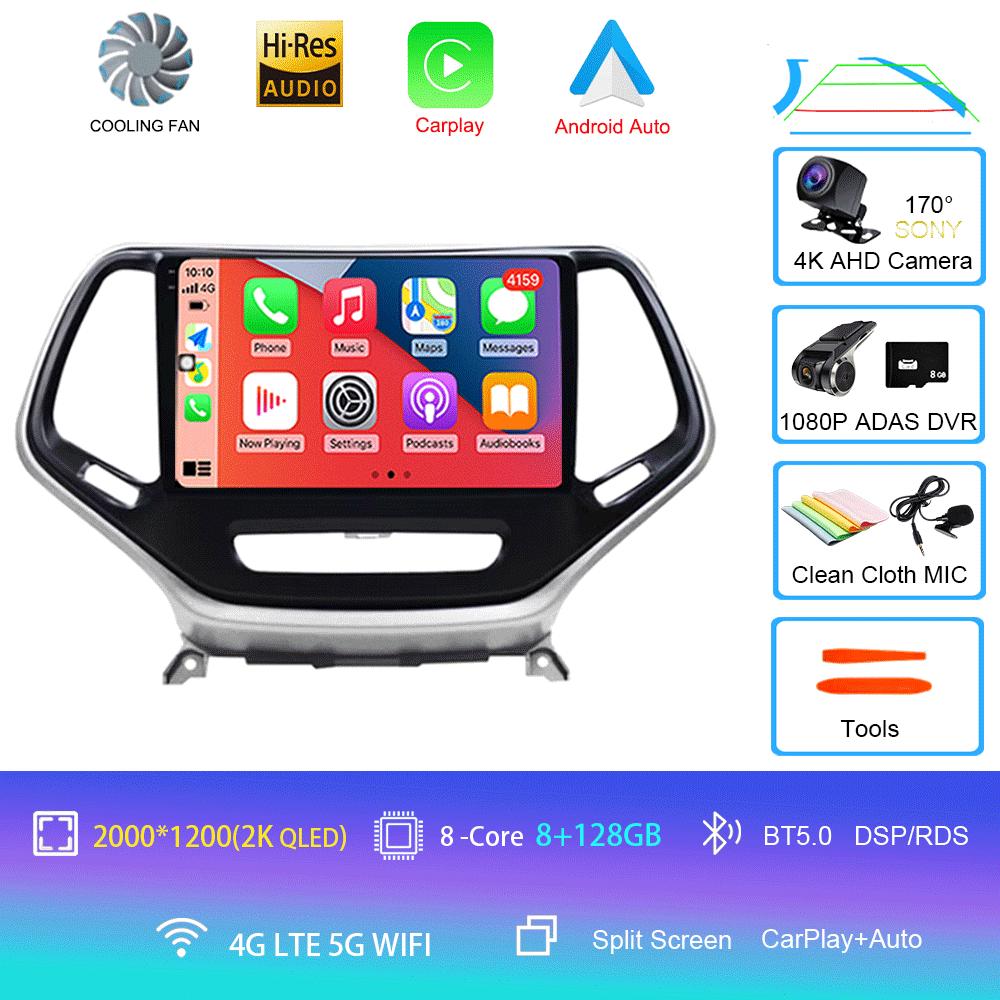for Jeep Cherokee 5 KL 2014 - 2020 Car Radio Stereo Multimedia Video Player GPS DSP BT No 2din Head Unit CarPlay Android 14