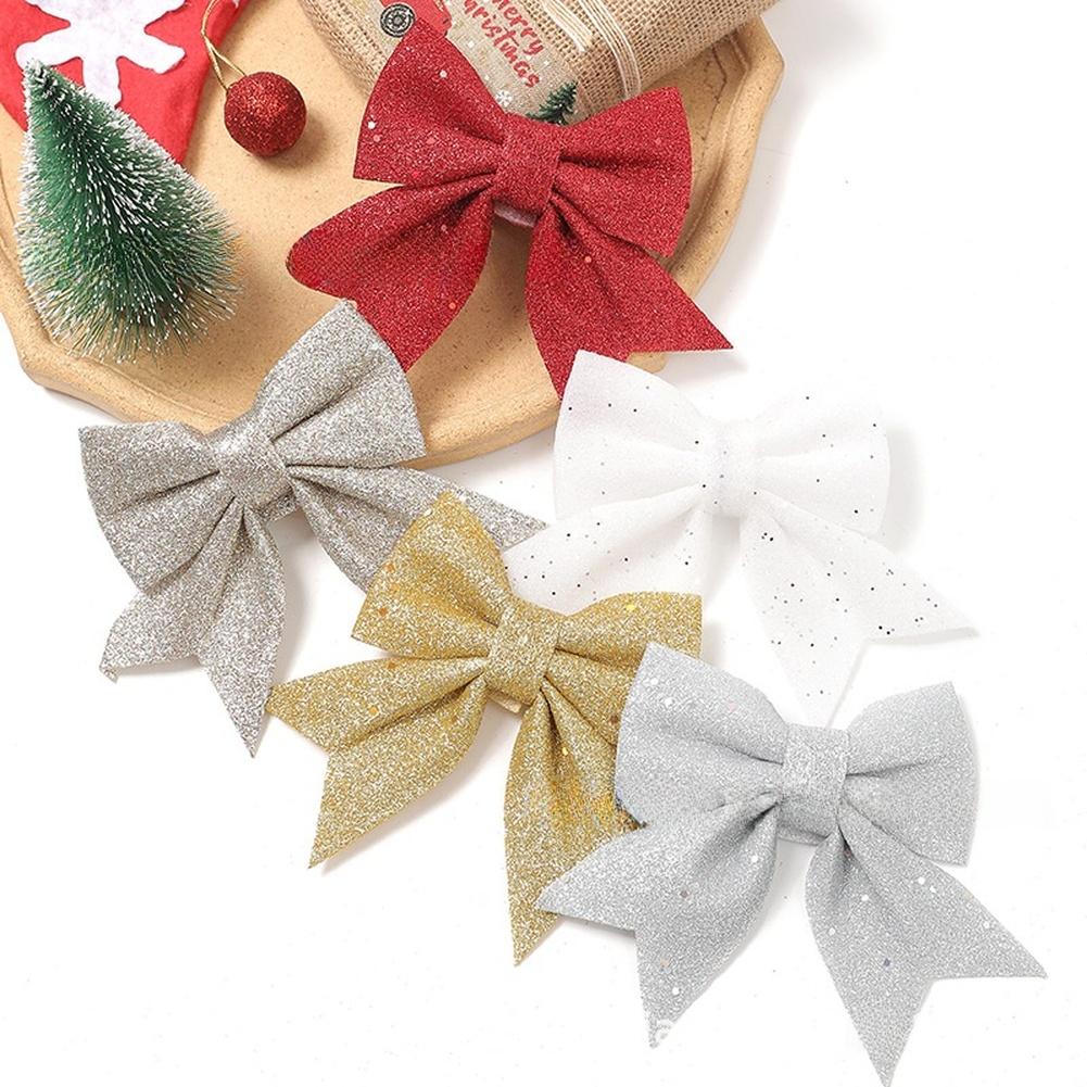 Christmas Tree Holiday Ornament with Glitter Bow Pendant Designed for Festive Scene Decoration Lightweight and Easy to Hang