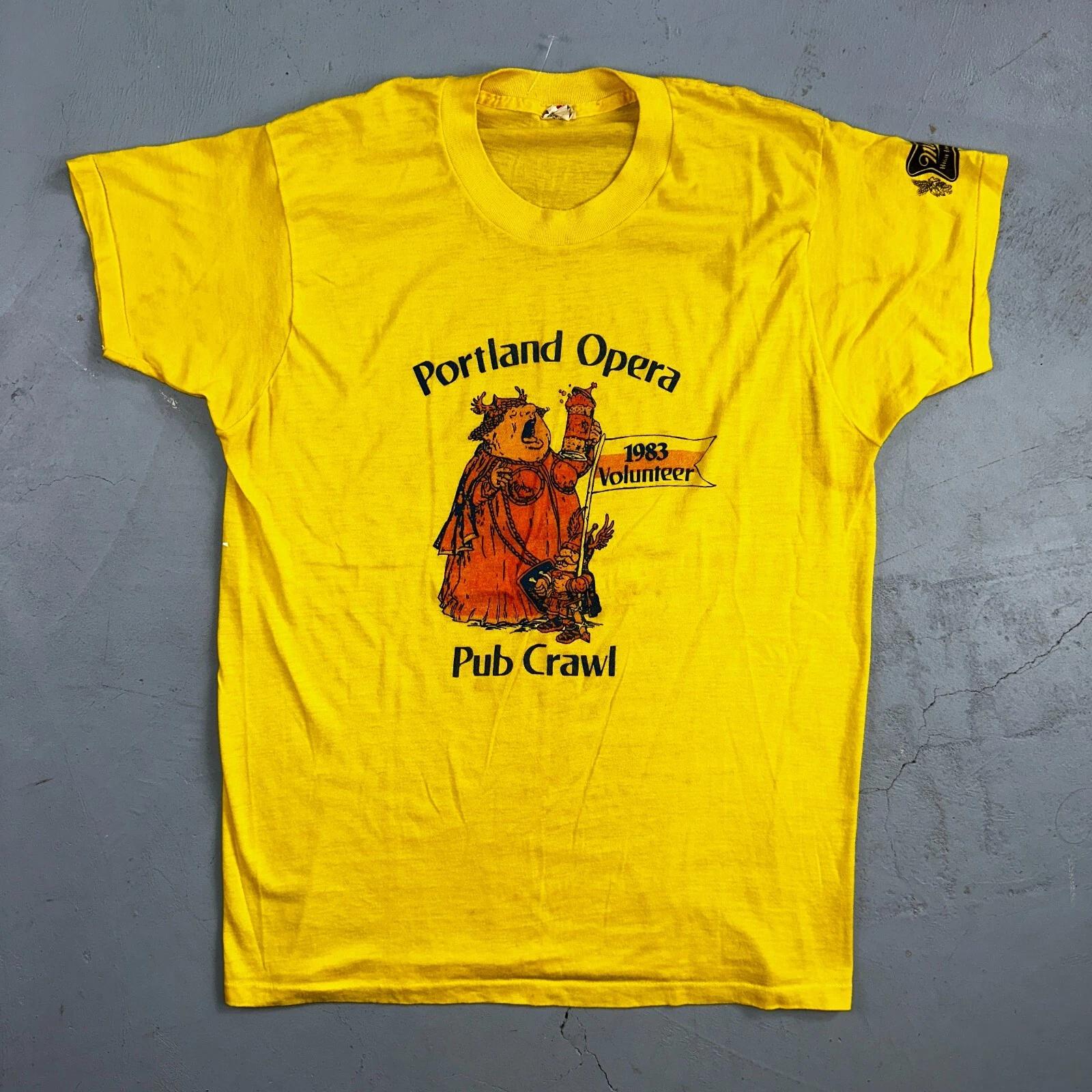 

Portland Opera 80s VTG T Shirt Screen Stars XL Yellow Pub Crawl 1983 Miller PDX XL