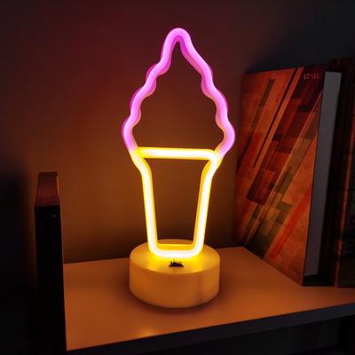 Eisförmige Neonschilder mit Sockel, LED-Licht, Atmosphärenbeleuchtung für Wand, Nachtlampe für Geburtstag, Party, E-Sport-Raum, Dekoration