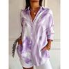 Women's Long Sleeve Abstract Swirl Print Button Down Casual Shirt Elegant Daily Blouse Tops in Red Black for Spring Summer