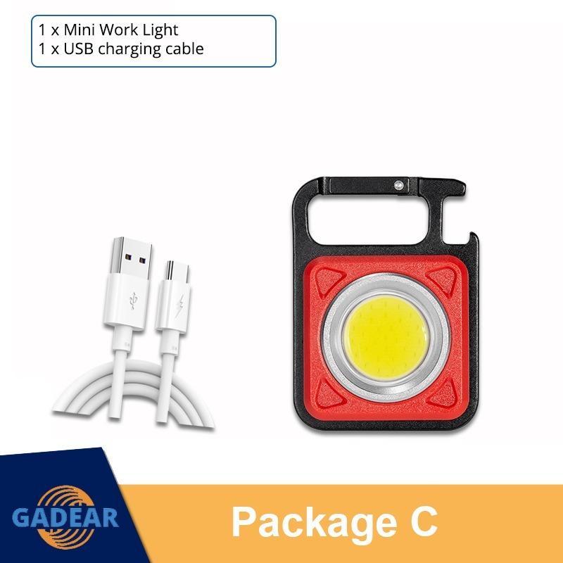 Mini LED Flashlight USB Rechargeable LED Light 4 Modes Keychain Work Light Small Pocket Light Corkscrew Emergency Work Lights