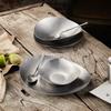 Creative irregular plate High-end stainless steel outdoor tableware Western-style dinner plates Vintage alien-shaped plate