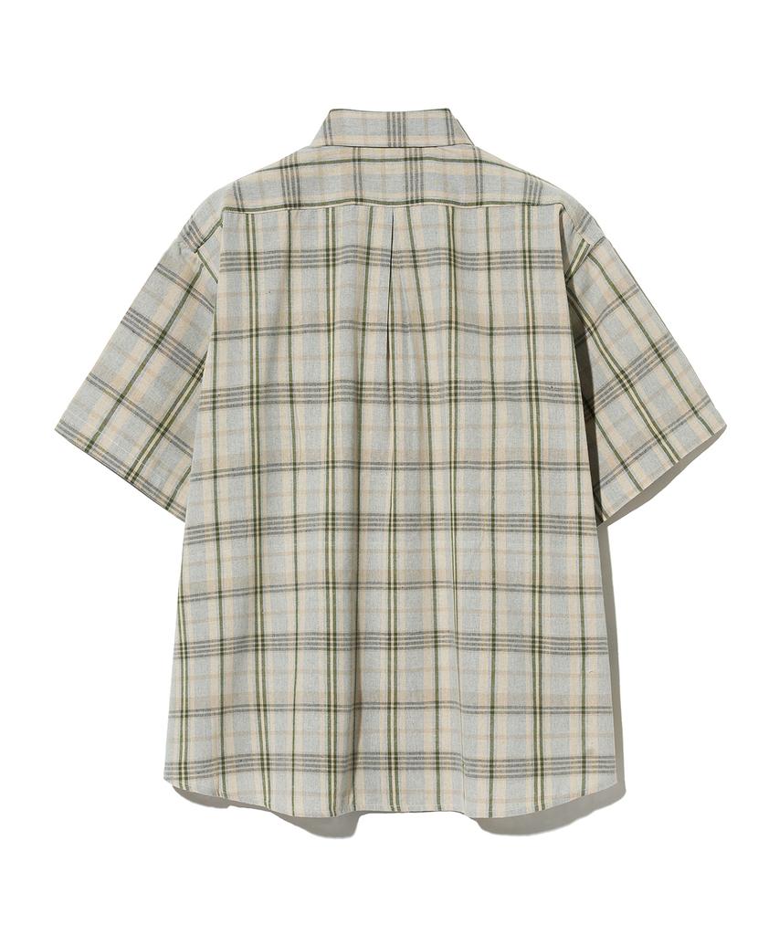 STANDARDERROR 87-Stan071 Soft Vintage Oversized Short Sleeve Check Shirt