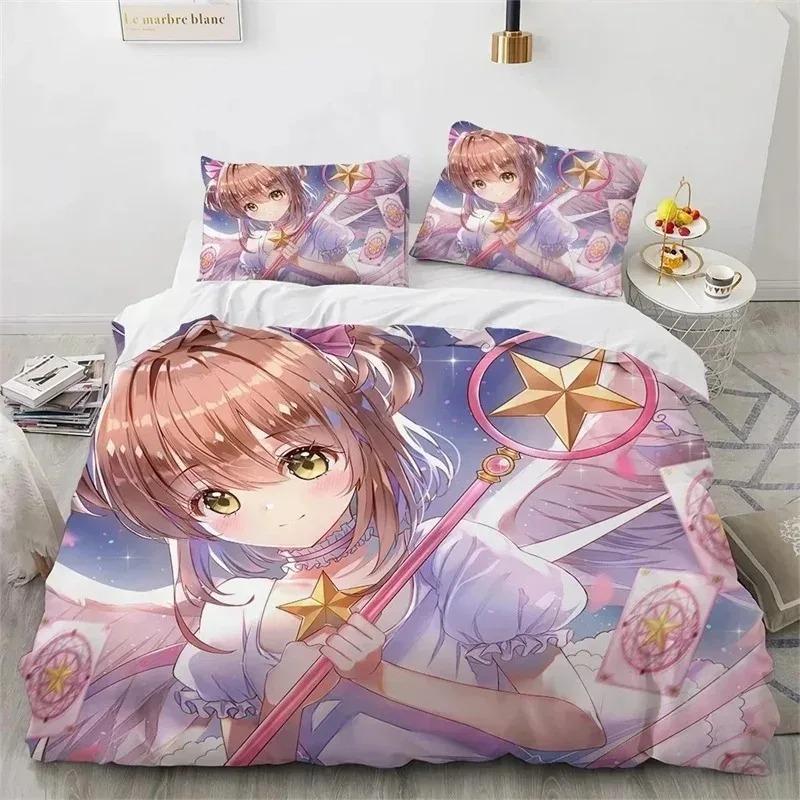 Comforter Cardcaptor Sakurar Bedding Set 3D Printed Suitable For Bedroom Kids Home Textile