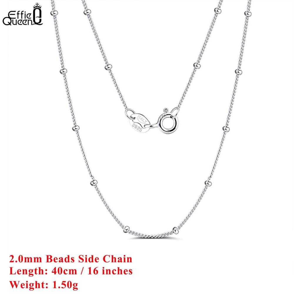 Effie Queen 925 Sterling Silver Side Chain Choker and Beads Ball Strand Basic Necklace Perfect for Celebrations and Gift SC22