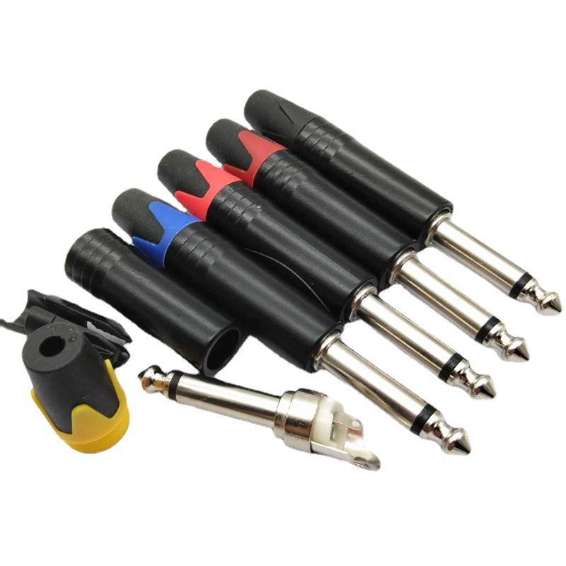 Nickel-Plated 6.35mm Mono Microphone Plug, Black Body
