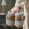 2025 new light luxury Velcro fluffy slippers autumn and winter indoor household velvet warm couple cotton slippers