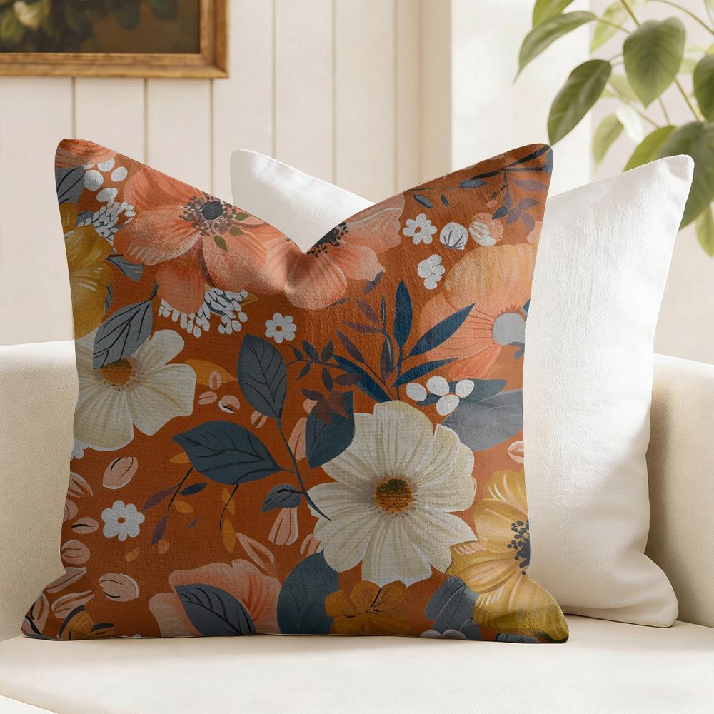 Rose and peony Cushion Cover Summer Linen Pillow Case Organic Fabric Cushion Cover DoubleSided Print Sofa Home Decor