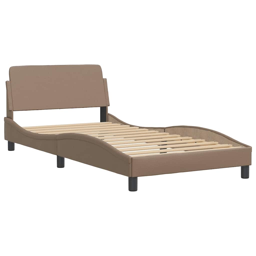 Bed Frame without Mattress  Hvar  Cappuccino Brown 100x200 cm Faux Leather