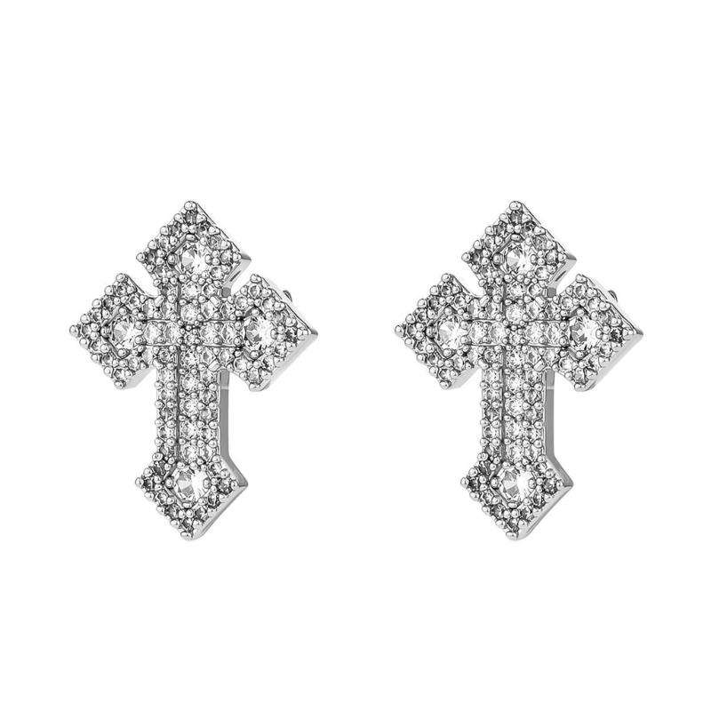 

Miniature Rhinestones Crosses Studs Earrings Versatile Copper Jewelry Accessory Hypoallergenically Accessories