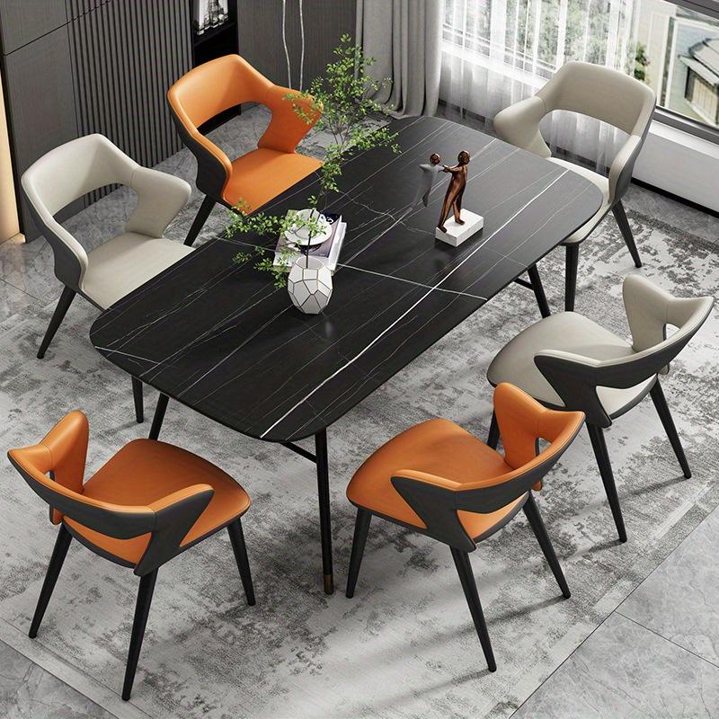 French Style 1Pc Leather Dining Chair with Backrest, Hollow Design, Suitable for Clubhouse Hotel Western Restaurant Cafe