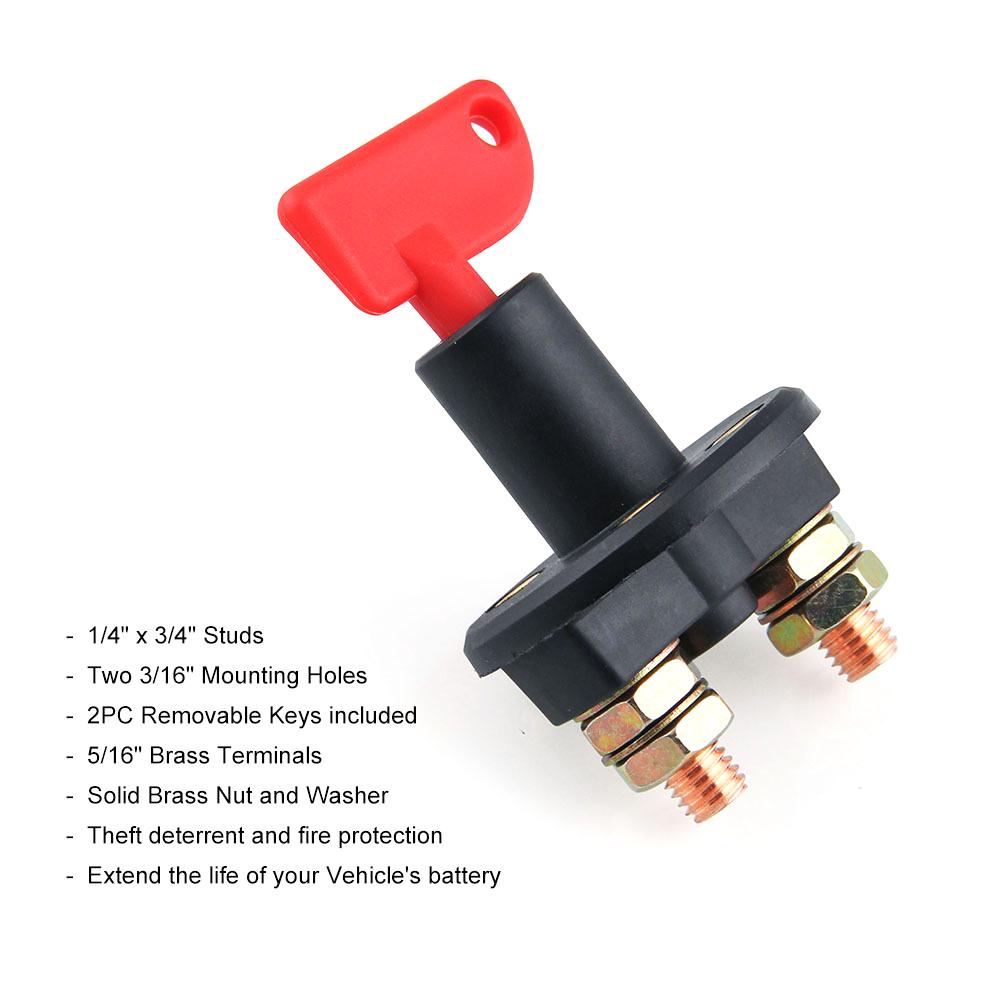 Car Power Switch Battery Switch Circuit Breaker Main Switch 2 Screw Terminals Cut-off Switch Insulated Rotary Switch Key 300A