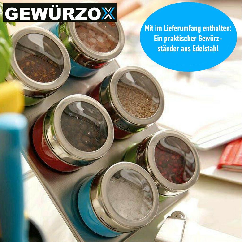 GEWÜRZOX Spice Jars Spice Shaker Spice Rack Stainless Steel Spice Jars Magnetic