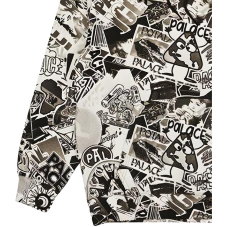 Palace Sticker Print Hoodie Unisex Tops Black P20CS042
