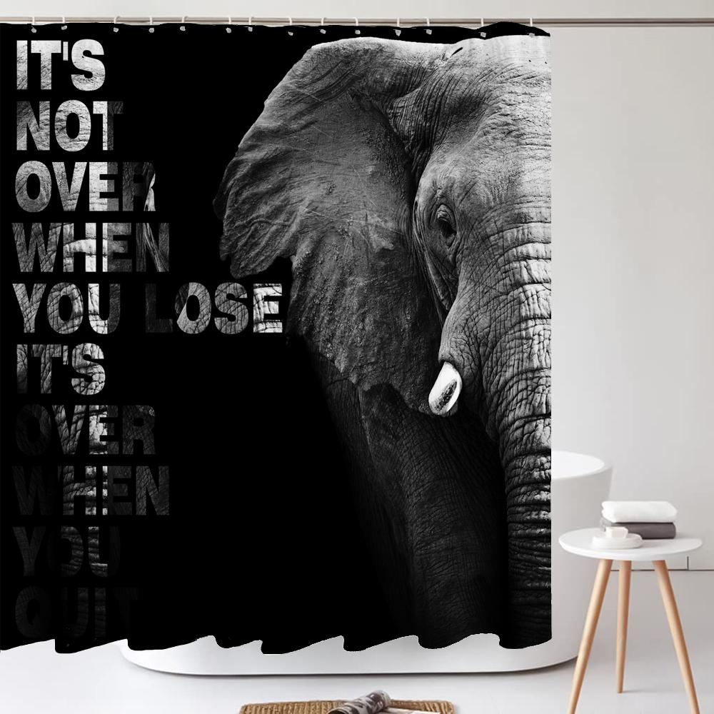 

Printed Animal Bathroom Curtain Lion, Tiger And Leopard Style Polyester Fabric Shower Curtain 180 * 180Cm With 12 Hooks W60H190(CM)-1 Pcs