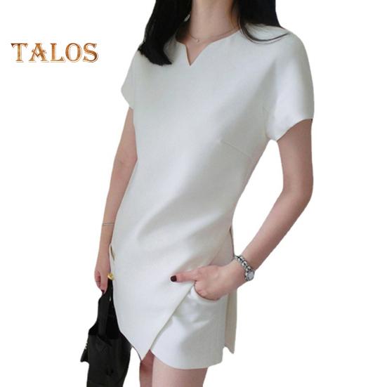 

Женский летний комплект из двух частей, короткий рукав, нерегулярный разрез, нарядный топ и шорты, комплект для отдыха, подходящий костюм XL белый