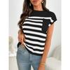 Summer New Women's Round Neck Top Knitted Casual Striped Sweater