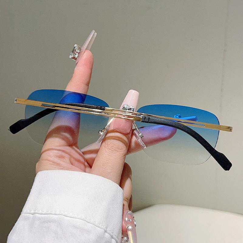 y2k Vintage Rimless Sunglasses Women For Men Luxury Brand Designer Sun Glasses Punk Popular Pink Outdoor Ladies Eyeglasses UV400