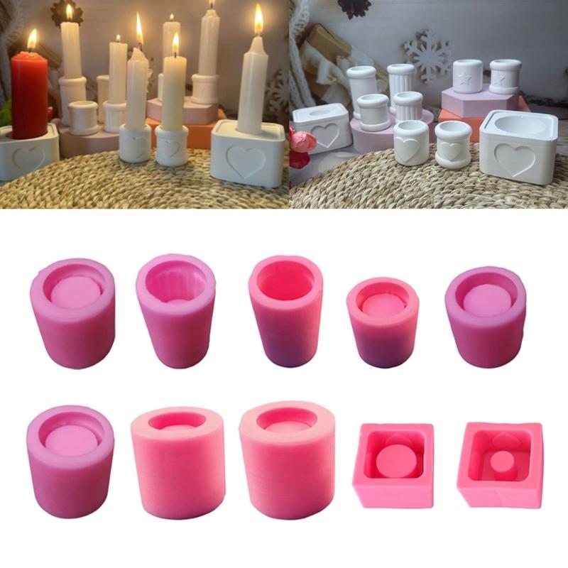 3D Cylinder Świecznik Silikonowy Forma Ręcznie Robione Formy Do Świeczników Tealight Mydło Glina Forma Do Tworzenia Dekoracji Weselnych Domu