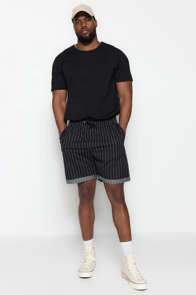 Modă Bărbați Nou Plus Mărimi Mari Pantaloni Scurți & Bermuda Plus Mărimi Mari Negru Bărbați Regular Confortabil Cu Dungi 100% Bumbac Pantaloni Scurți
