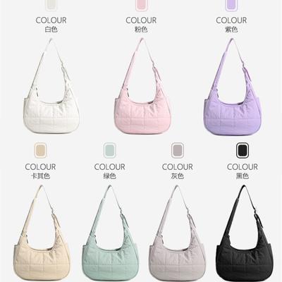 Nova bolsa de ombro acolchoada de nylon alça de ombro ajustável bolsa fofa de axila bolsa tote de plumas de grande capacidade