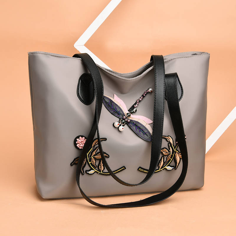 

Oxford cloth casual bag women s three-dimensional dragonfly women s fashion bag casual portable tote bag серый