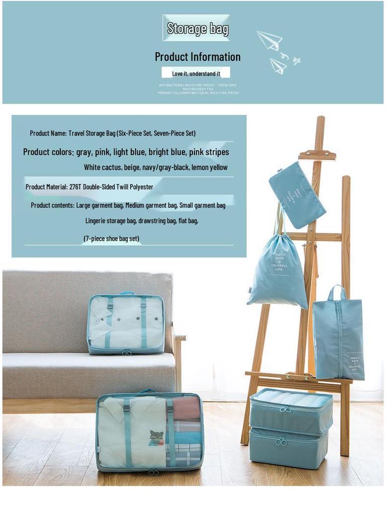 Reise-Aufbewahrungstaschen-Set: 7-teilig, wasserdicht, großes Fassungsvermögen für Geschäftsreisen