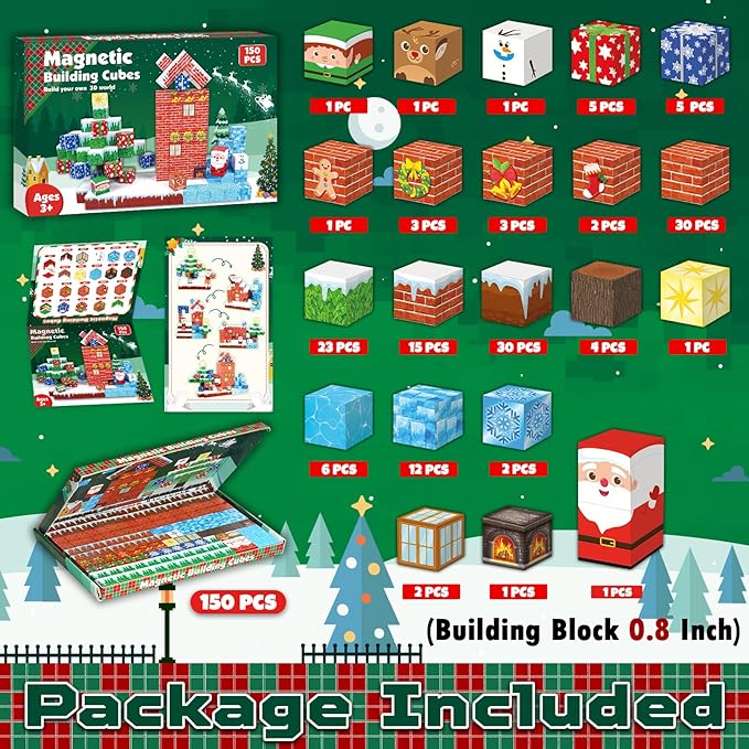 Non-Toxic Build Your Christmas World Magnetic Cube Magnet Stone Building Blocks Kids Gift Puzzle Children Toy Magnetic Assemble The Model