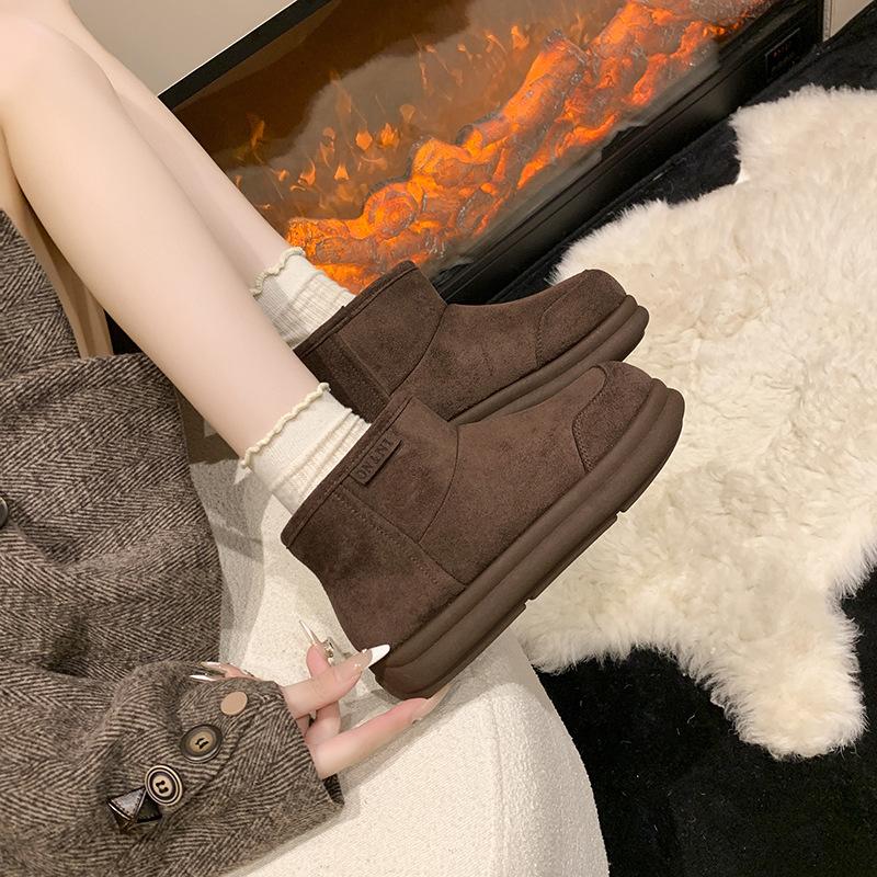 Women's Fashion Lightweight Soft Sole Winter Warm Fur One Snow Boots Padded Lined Non-slip Casual Sports Cotton Boots