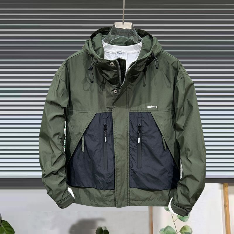 American Trendy Brand Tooling Jacket Men's Spring and Autumn New Color Matching Jacket Trendy Casual Versatile Hooded Jacket