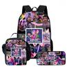 Hunting Girl Squad Backpack Lunch Bag Pencil Case Student Backpack Cartoon Kids Set 3-Piece Less
