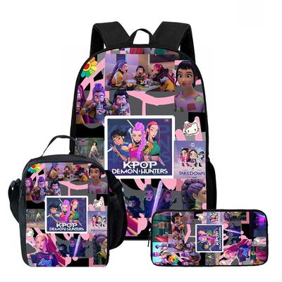 Hunting Girl Squad Backpack Lunch Bag Pencil Case Student Backpack Cartoon Kids Set 3-Piece Less