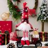 Polyester Stuffed Gnome Collectibles Lighted Christmas Doll, Knitted Figurine with LED Light, Creative Hanging Legs Sitting Ornaments Luminous Desktop