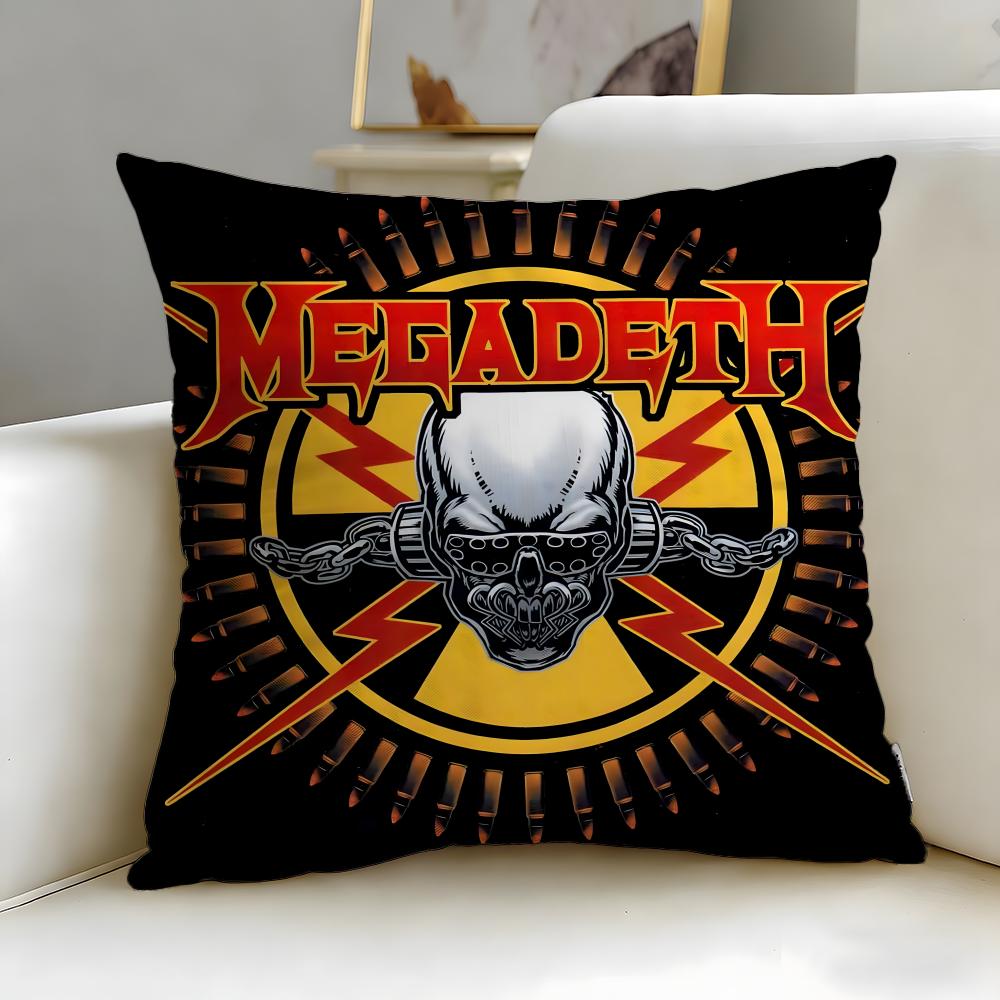 classic band Megadeth Cushion Cover Soft EasyWash Pillow Case Versatile for Couch Bed Travel and Office
