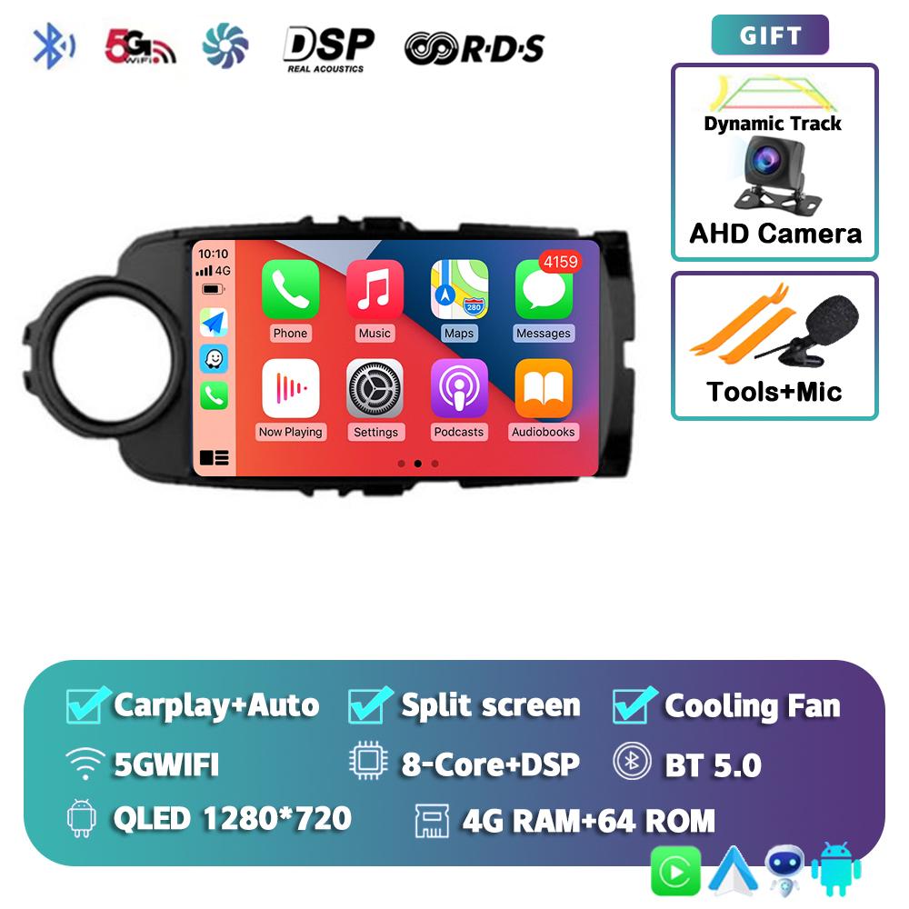 Android 14 Carplay Auto Car Radio For Toyota Yaris 2012 2013 2014 2015 2016 2017 GPS Multimedia Player Stereo WIFI+4G Video DSP