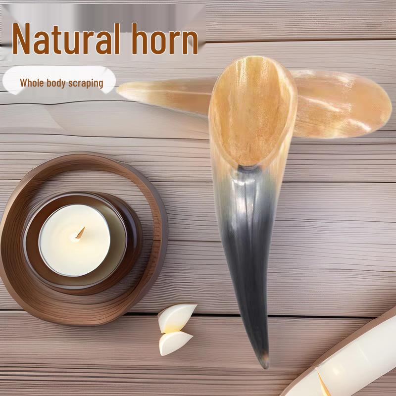 Cucchiaio Gua Sha in Corno di Bufalo Naturale – Raschietto Meridiano per Tutto il Corpo, Ideale per Uso Domestico e da Salone