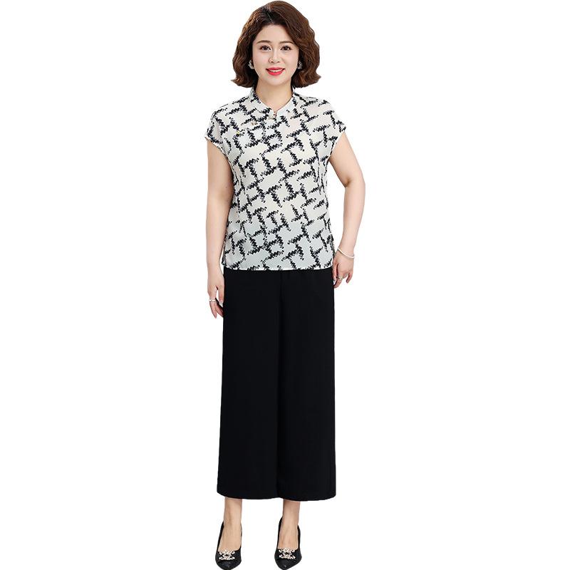 2026 Stylish Printed Short-Sleeve Top for Middle-Aged and Elderly Women - Loose, Slimming, Versatile.