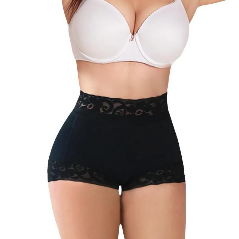 Women High Waist Lace Trim Tummy Control Shapewear Panties Slimming Underwear S