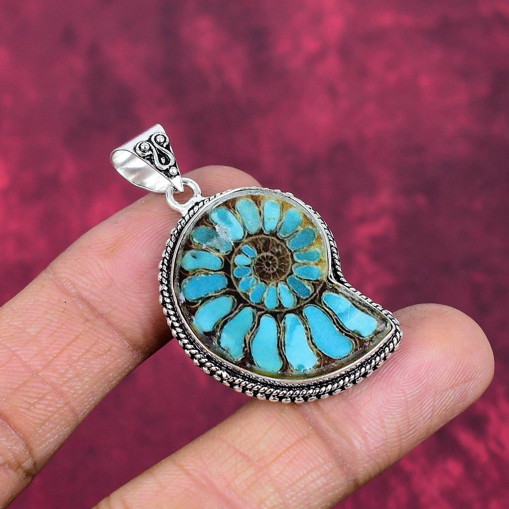 Ammonite Fossil Jewelry, 925 Solid Sterling Silver Pendant Handmade Gemstone Jewelry, Gifts For Wife Brand New Pendant