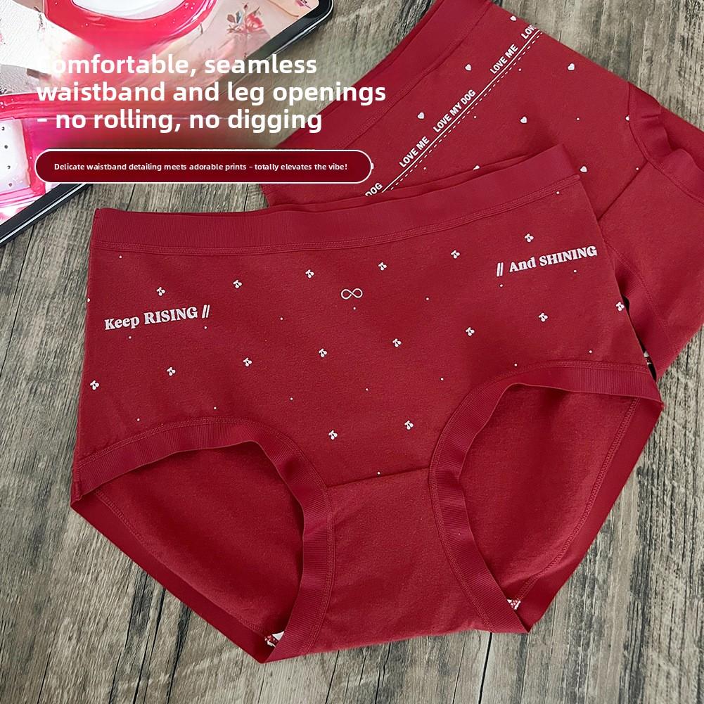 Female Spring and Autumn New Year Red Non-trace Waist Triangle Briefs