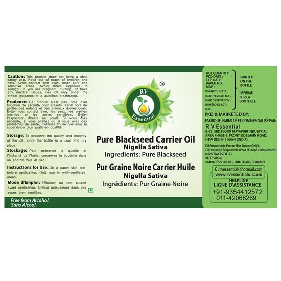 R V Essential Pure Blackseed Carrier Oil 50ml- Nigella Sativa (100% Pure and Natural Cold Pressed)