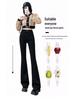 Women's Black Fleece-Lined High-Waist Flared Jeans - Plus Size, Slimming, Height-Enhancing, for Autumn/Winter