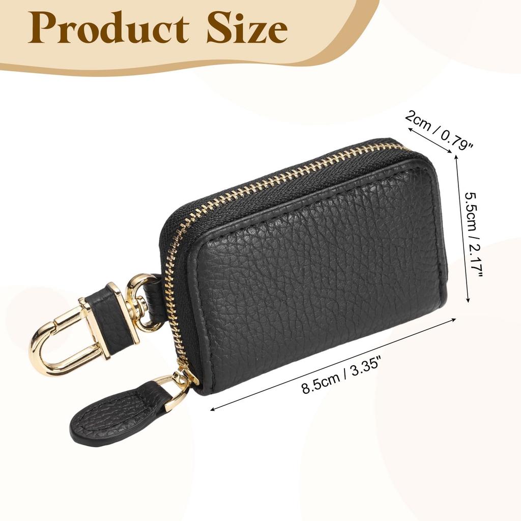 Genuine Leather Car Key Universal Car Key Zipper Key Case Black [uxcell] Case, Holder, Bag, Men's & Women's,