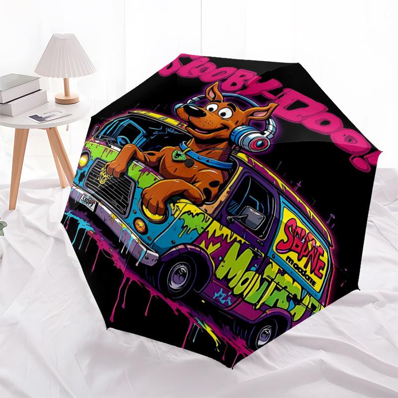 1PC ScoobyDoo Automatic Open/Close, 8-Rib Durable Frame Compact Travel Umbrella for Men & Women S1222010