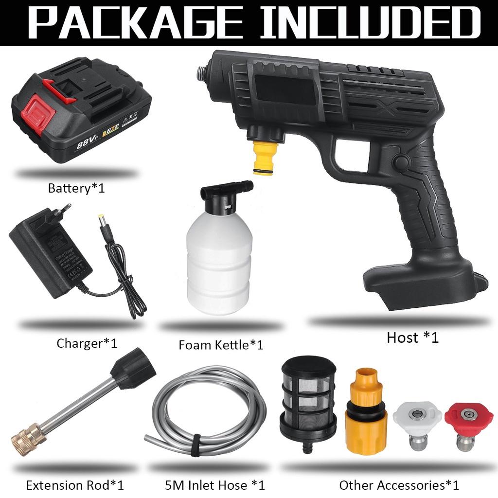 Myjka samochodowa 88Vf 30BAR Wysokociśnieniowa 0-15000mAh Pistolety do mycia samochodu Generator piany Do mycia samochodu Na baterię 18V 900W