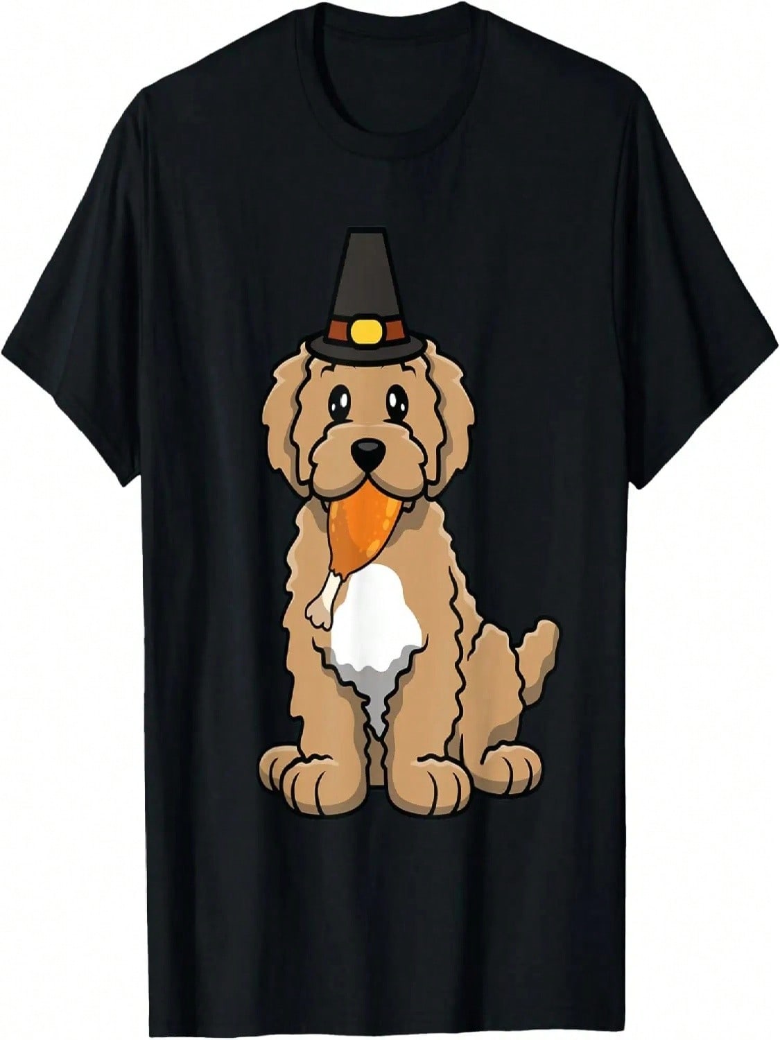 Poodle Eating Turkey Leg Thanksgiving Day Dog Puppy Fall T-Shirt S разноцветный