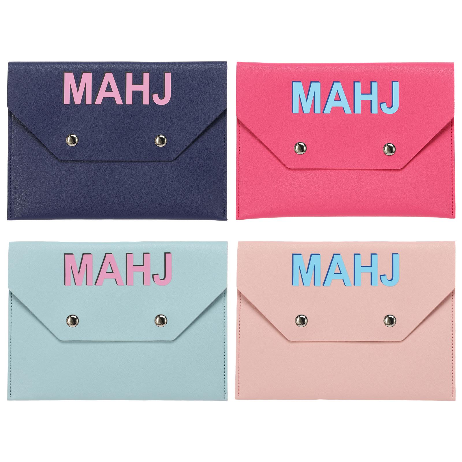 4Pcs Mahjong Card Storage Bag PU Leather Waterproof Portable Mahjong Dice Pouch for Board Game Party Travel